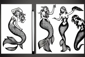 mermaid picking grapes tattoo idea
