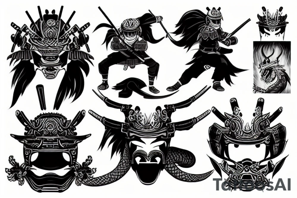 strong samurai in a helmet fighting with dragon tattoo idea strong samurai in a helmet fighting with dragon tattoo idea