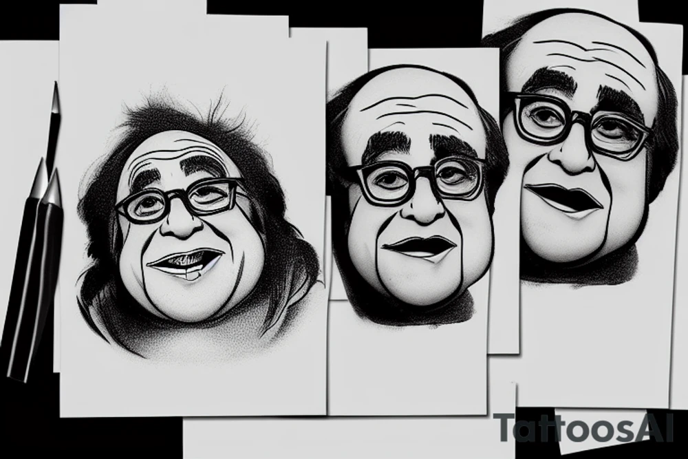 Danny Devito making a kissing face tattoo idea