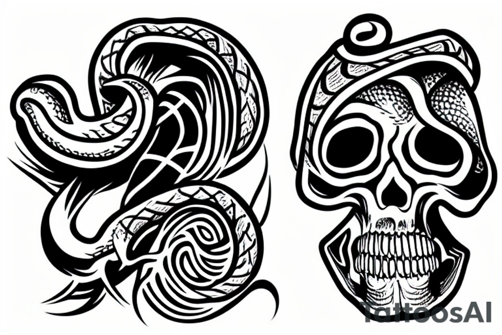 Snake in the skull tattoo idea