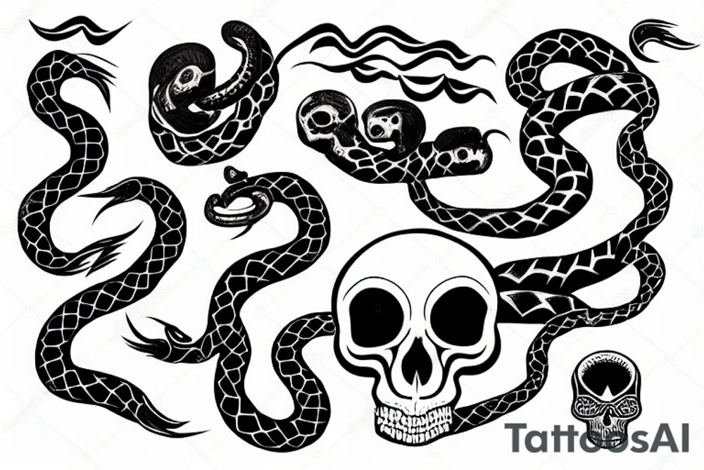 Snake in the skull tattoo idea