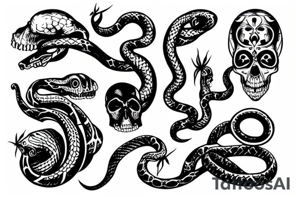 Snake in the skull tattoo idea