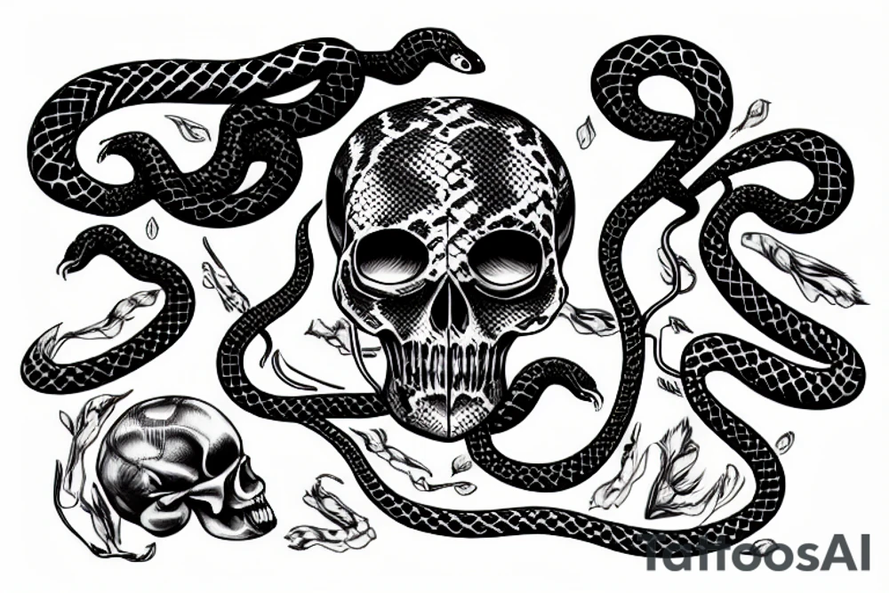 Snake in the skull tattoo idea