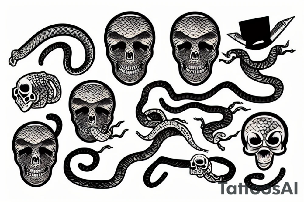 Snake in the skull tattoo idea