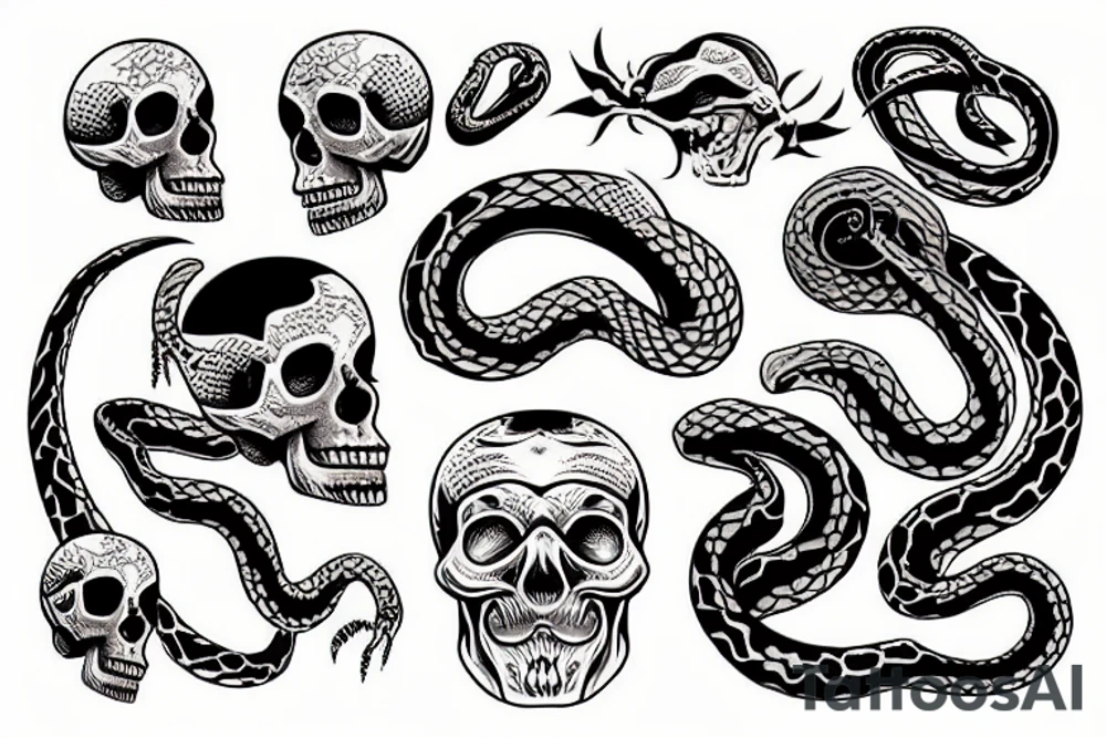 Snake in the skull tattoo idea