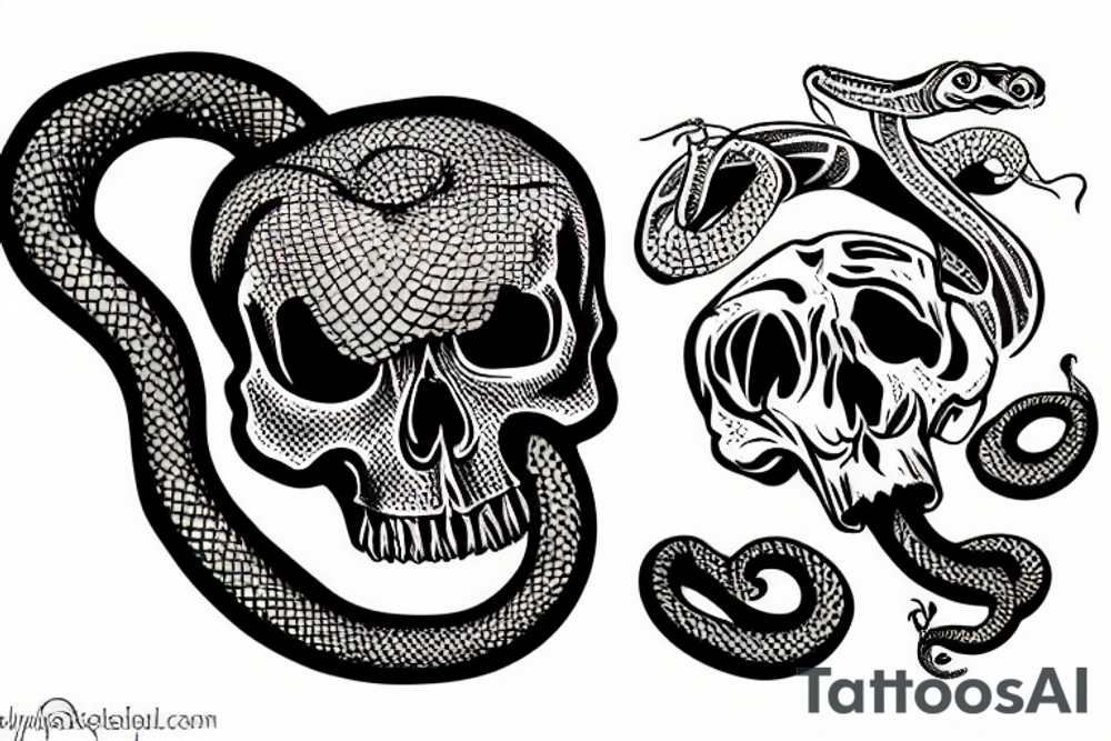 Snake in the skull tattoo idea