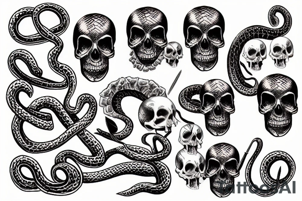 Snake in the skull tattoo idea