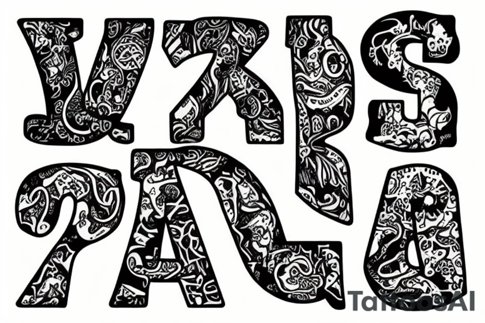 Letters A and J tattoo idea