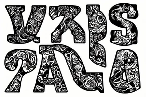 Letters A and J tattoo idea
