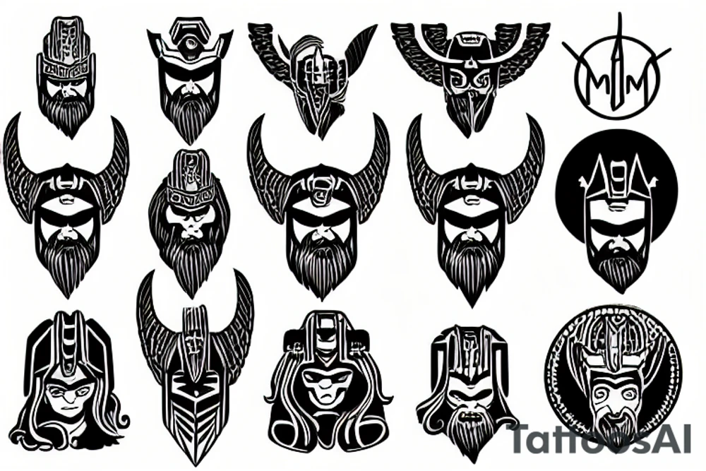 thor, deus do trovão, corvo, urso, mitologia nordica, zeus, barba tattoo idea