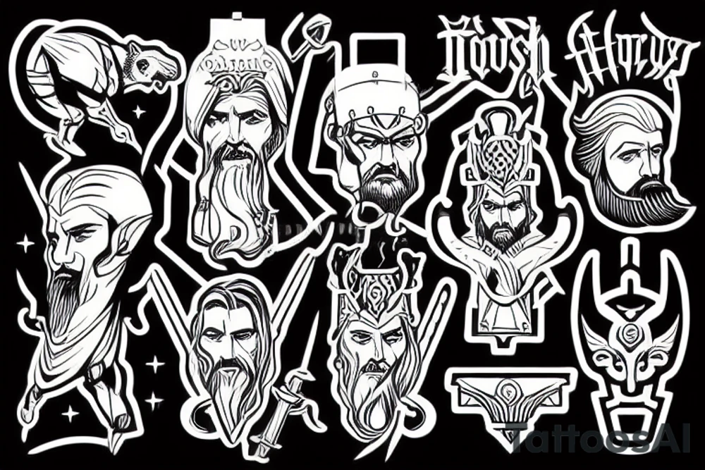 thor, deus do trovão, corvo, urso, mitologia nordica, zeus, barba tattoo idea