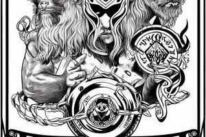thor, deus do trovão, corvo, urso, mitologia nordica, zeus, barba tattoo idea