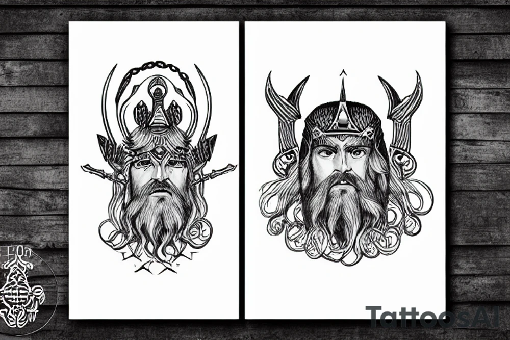 thor, deus do trovão, corvo, urso, mitologia nordica, zeus, barba tattoo idea