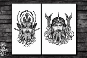 thor, deus do trovão, corvo, urso, mitologia nordica, zeus, barba tattoo idea