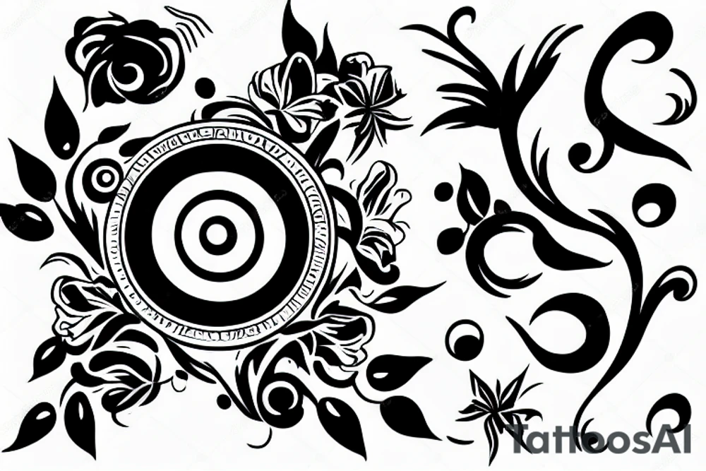 plane flowers music paint tattoo idea
