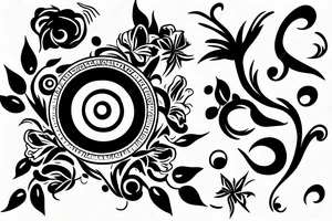plane flowers music paint tattoo idea