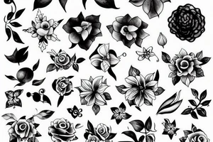 plane flowers music paint tattoo idea