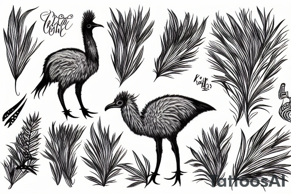 emu with coriander tattoo idea