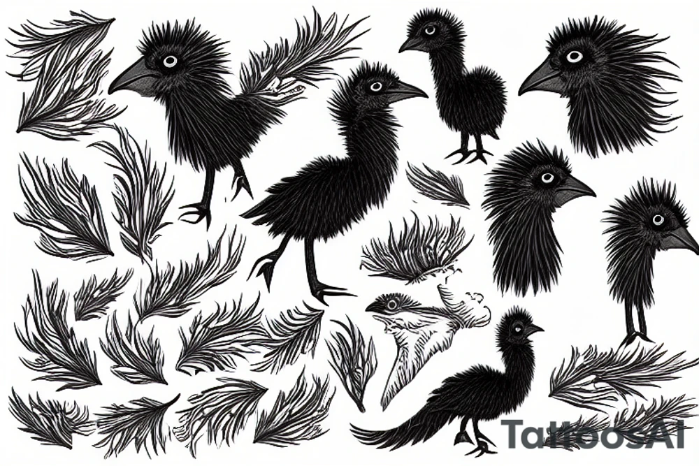 emu with coriander tattoo idea