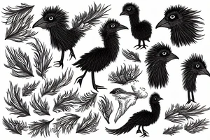 emu with coriander tattoo idea