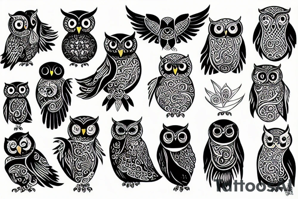Owl Ying Yang tattoo idea