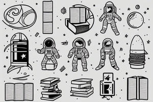 astronaut of books tattoo idea