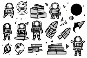 astronaut of books tattoo idea