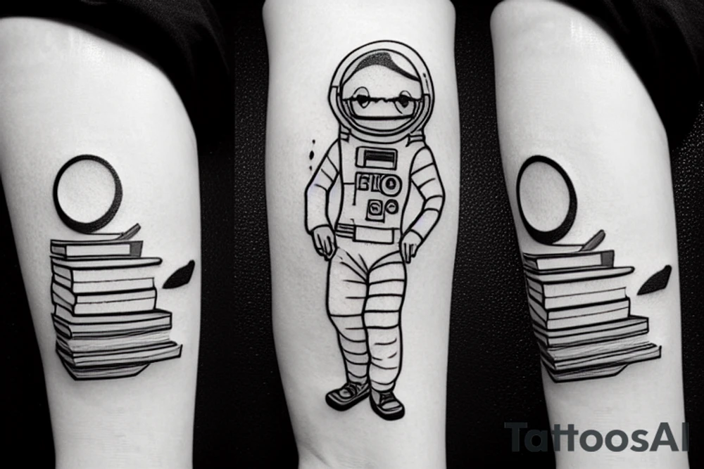 astronaut of books tattoo idea