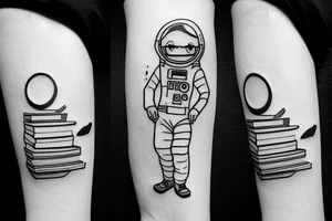 astronaut of books tattoo idea