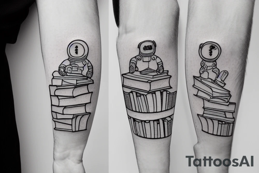 astronaut of books tattoo idea