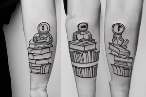astronaut of books tattoo idea