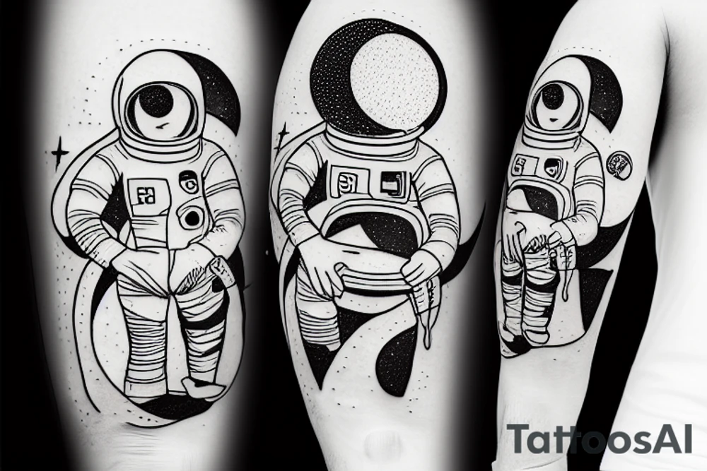 astronaut in a cosmos of ideas tattoo idea