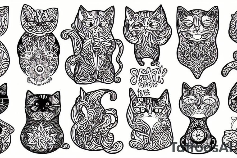 psychedelic cat tattoo idea