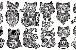 psychedelic cat tattoo idea