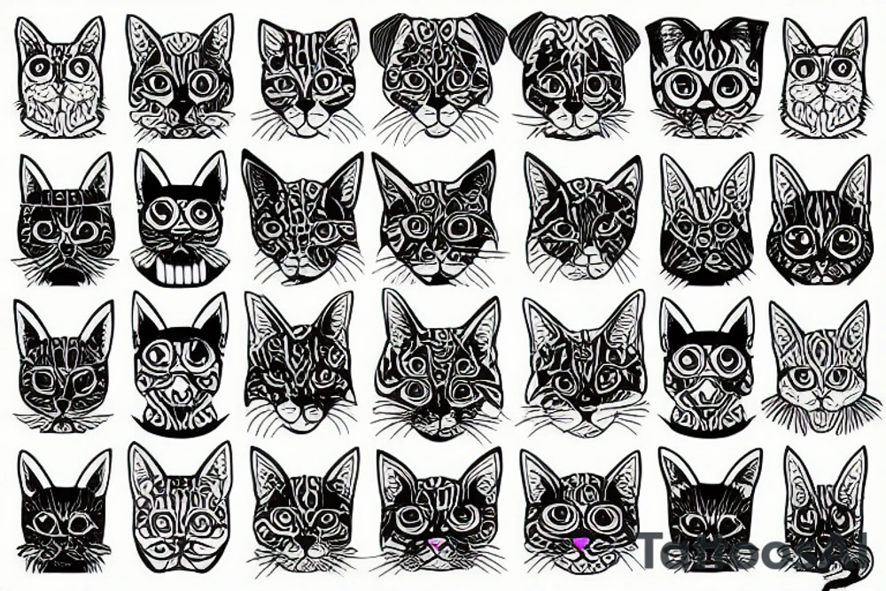 psychedelic cat and dog tattoo idea