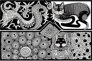 psychedelic cat and dog tattoo idea