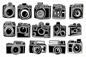 vintage camera and film roll tattoo idea