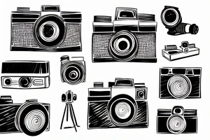 vintage camera and film roll tattoo idea