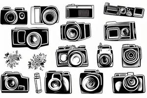 vintage camera and film roll tattoo idea