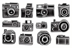 vintage camera and film roll tattoo idea