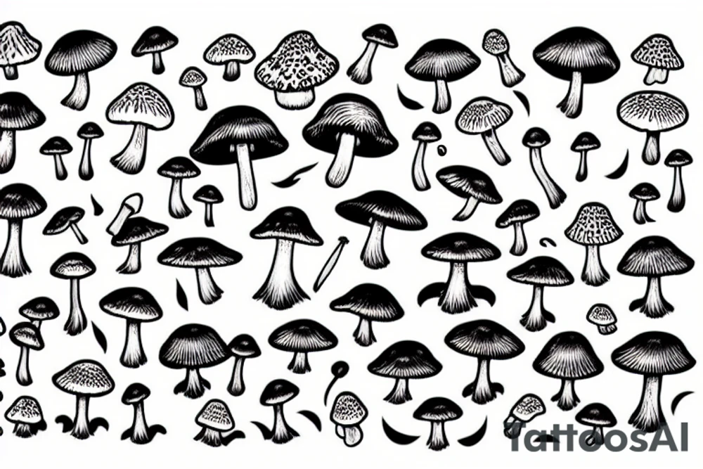 Mushrooms tattoo idea