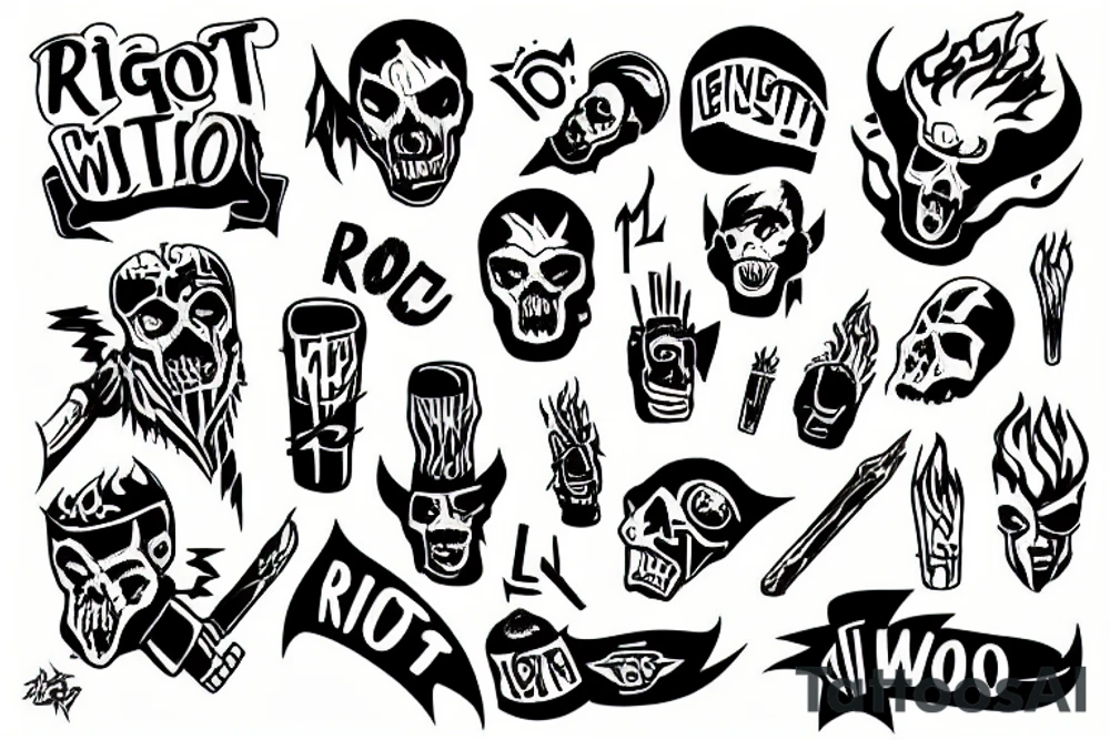 riot with molotov tattoo idea