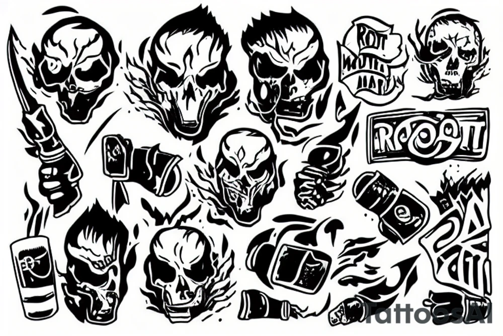 riot with molotov tattoo idea