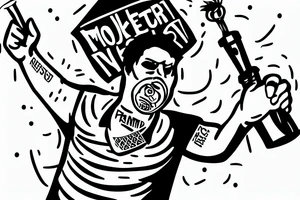 protester throwing a molotov cocktail tattoo idea