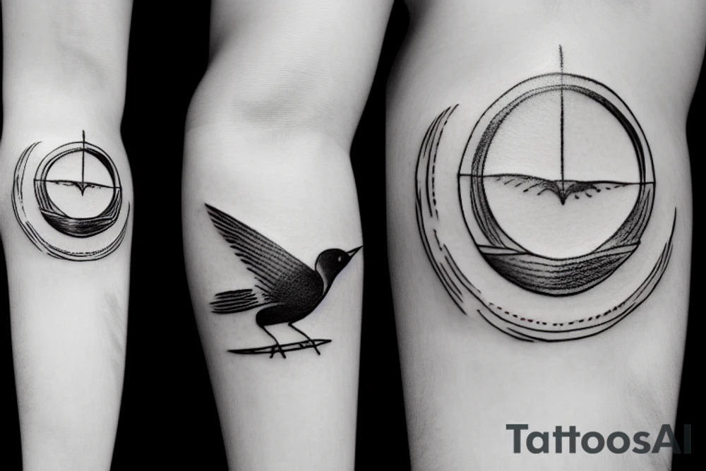 bird in sky with frisbee tattoo idea