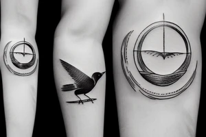 bird in sky with frisbee tattoo idea