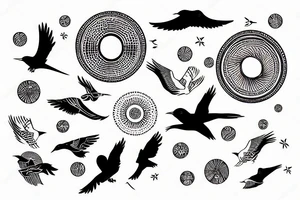 bird in sky with frisbee tattoo idea