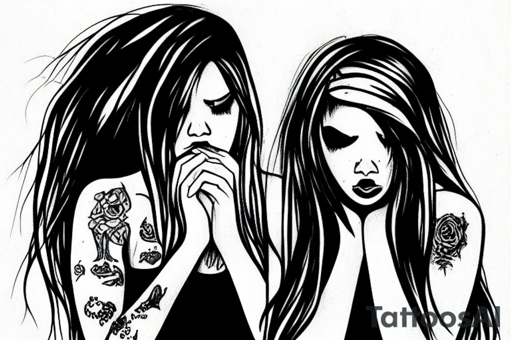 broken girl depressed trying to survive tattoo idea