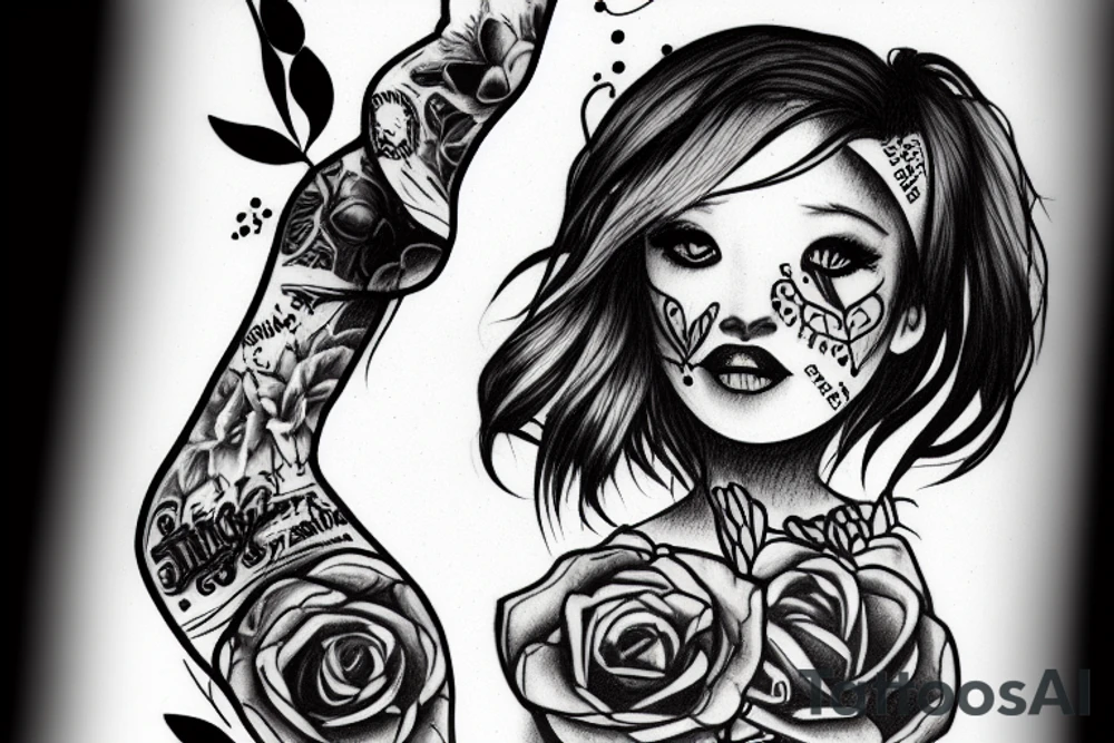 broken girl depressed trying to survive tattoo idea