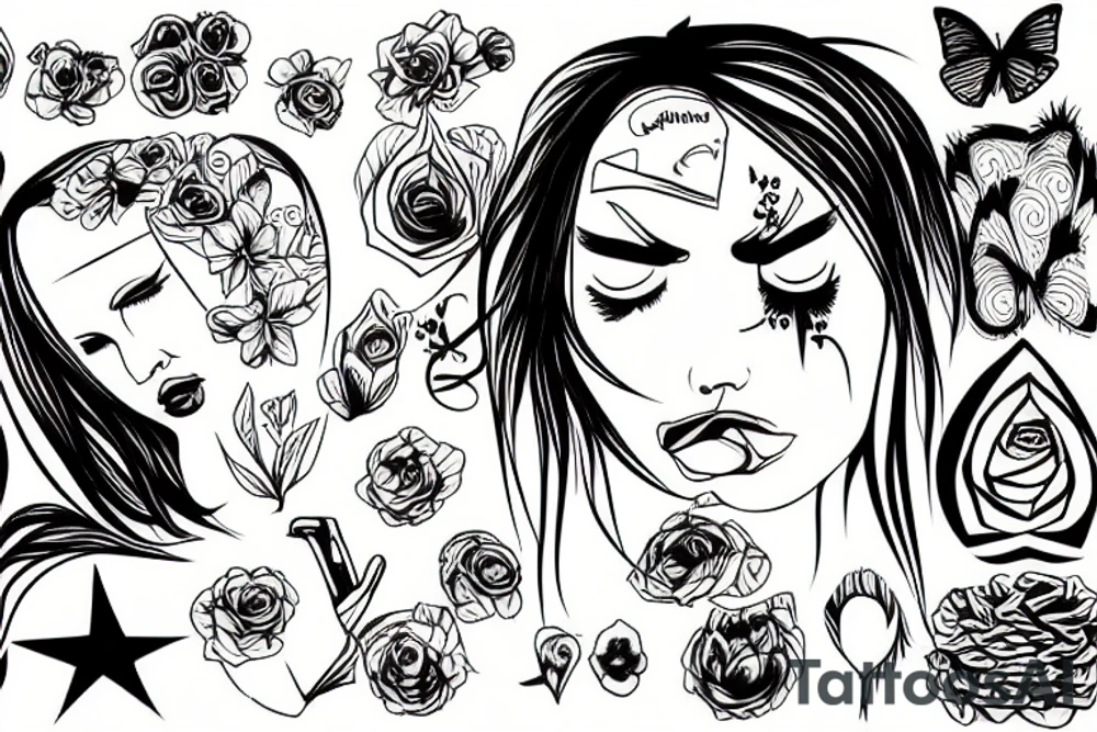 broken girl depressed trying to survive tattoo idea